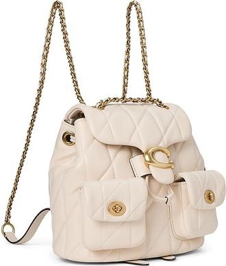 Coach Tabby Backpack with Quilting Weekender/Overnight Luggage B4/Chalk, Cotton/Leather