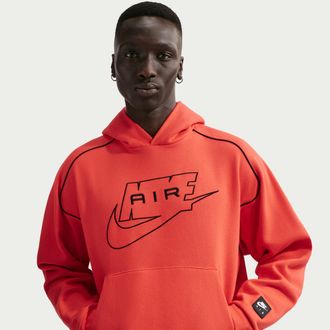 Nike Mens Air Fleece Pullover Hoodie in Red | IF1266-696