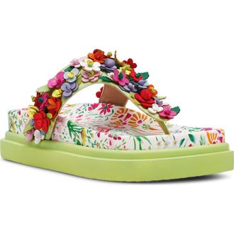 Betsey Johnson Kammeron Platform Flip Flop in Natural Floral Multi at Nordstrom, Size 5.5