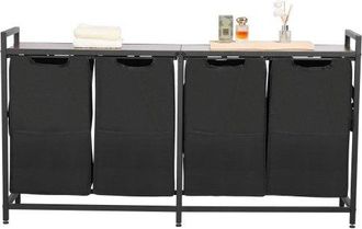 OEM Cesta Para La Colada Con Tablero De Madera, Clasificador De Ropa 1312 X 330 X 710 Mm Con 4 Bolsas Extensibles De Tela Oxford 600d Y Estructura De Meta