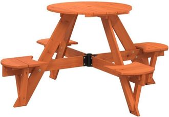 vidaXL vidaXL Tavolo da Picnic per 4 Bambini Rotondo con Foro in Legno Abete