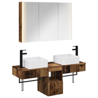 vidaXL Juego De Muebles De Ba&ntilde;o 4 Pcs Madera Envejecida Vidaxl