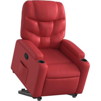 vidaXL Sill&oacute;n Reclinable Elevable Cuero Artificial Rojo Vidaxl