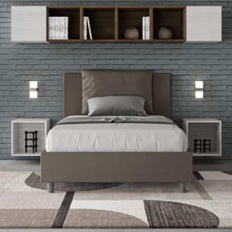 Les Tendances Les Tendances - Letto una piazza e mezza contenitore imbottito 120x190 similpelle cappuccino Antea
