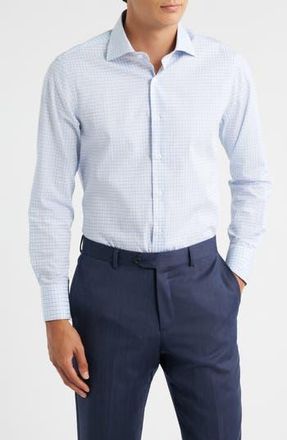 Zanetti Plaid Dress Shirt in Light Blue at Nordstrom Rack, Size 15.5 - 34/35