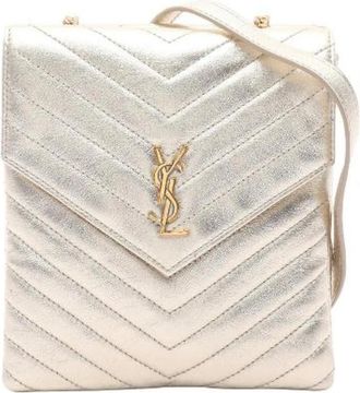 Saint Laurent Pre-owned Cross Body Bags, female, Yellow, Size: ONE SIZE Pre-owned Paris Logo Leather Shoulder Bag