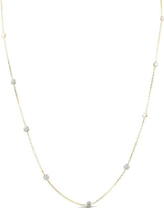 Pompeii3 2 TCW Diamond Bezel Station Necklace 14k Yellow Gold