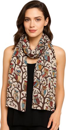 World of Shawls New Ladies Womens Celebrity Style Long Scarf Scarves Maxi Sarong (Cream Owl)