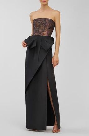 Kay Unger Vanessa Strapless Column Gown in Carbon Multi at Nordstrom Rack, Size 14
