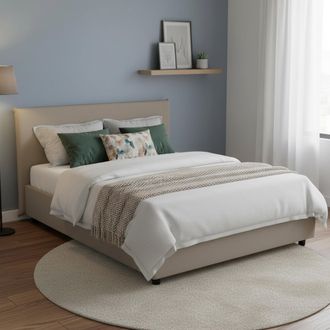 Dmora Dmora - Cama Matrimonial Dak, Cama Contenedor Con Tapizado En Ecopiel, 100% Made In Italy, Apertura Frontal, Adecuado Para Colch&oacute;n Cm 140x200, T&oacute;rtola
