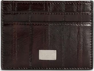 Dolce & Gabbana plaque-logo card holder - men - Eel Skin/Viscose - One Size - Brown