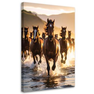 Feeby Impresi&oacute;n De Imagen, Manada De Caballos Corriendo Por El Agua, 70x100