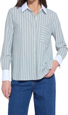 Lyss&eacute; Executive Stripe Collar Cropped Schiffer Shirt In Moonstone Stripe