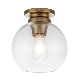Netlighting Feiss Tabby Bowl Semi Flush Ceiling Light Burnished Brass in Yellow