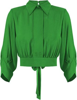 Elisabetta Franchi Camicia - Dames - Blouses - Groen - S - Overhemden