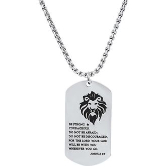 HMY Jewelry Be Strong Dog Tag Pendant Necklace in Metallic at Nordstrom Rack