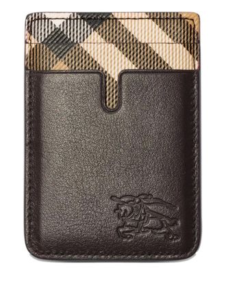 Burberry pop Check magnetic card case - men - Calf Leather/Polyurethane/Polyester/Cotton/Cotton/Polyamide - One Size - Brown