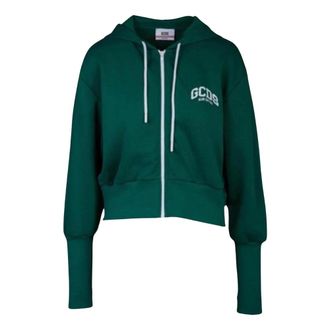 GCDS Zip-through Logo Print Hoodie - female - GCDS - Zip-throughs - Green - 2XS - Sweatshirts & Hoodies