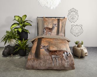 Good Morning Wendebettwäsche »Gavina« 2 Stk. tlg. Baumwolle, 135x200, 2 Teilig, Reissverschluss, Wendeoptik, Herbst