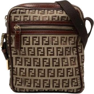 Fendi Pre-owned Canvas Crossbody Bag - Dames - Vintage Schoudertas - Beige - ONE Size - Leer - Vintage