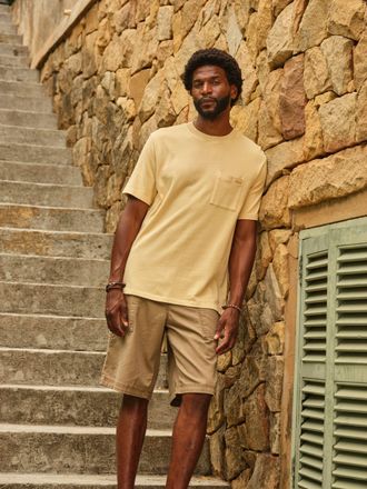 Fat Face FatFace Easton Relaxed Fit Lemon Yellow Patch Pocket Tshirt
