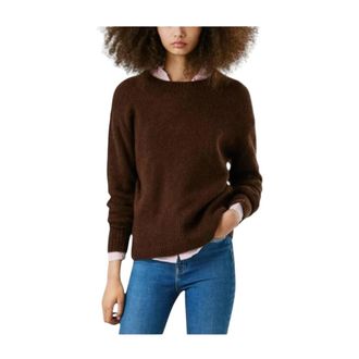 Pepe Jeans London Klassieke Crew Neck Wollen Trui - Dames - Ronde hals truien - Bruin - M - Wol - Truien & Vesten