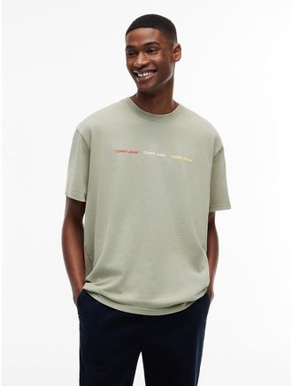 Tommy Hilfiger Mens Tommy Jeans Repeat Logo T-Shirt - Green - XL
