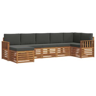 vidaXL Conjunto De Sof&aacute; Seccional Con Coj&iacute;n 7 Pcs Natural Y Antracita Vidaxl