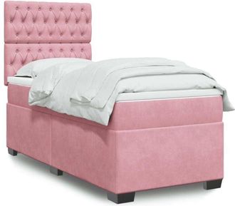 vidaXL Vidaxl - Cama Box Spring Con Colch&oacute;n Terciopelo Rosa 100x200 Cm