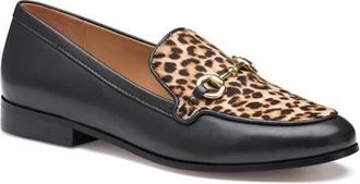Johnston & Murphy Ali Genuine Calf Hair Bit Loafer in Black Leopard at Nordstrom, Size 6.5