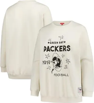 Mitchell & Ness Womens Mitchell & Ness Cream Green Bay Packers Plus Size Shooting Star Sweatshirt at Nordstrom, Size 3X