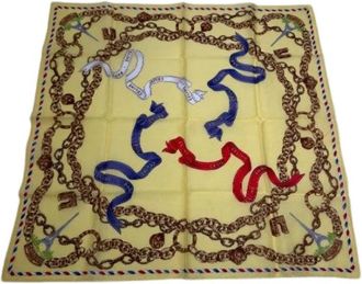 Celine Pre-owned Vintage Zijde & Katoen Sjaal - Dames - Vintage Accessoires - Geel - ONE Size - Katoen - Vintage