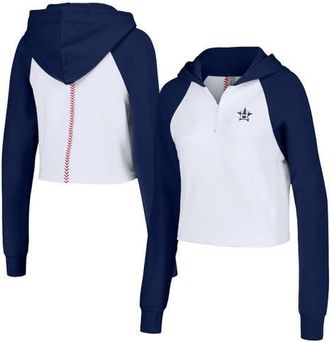 Lusso Womens Lusso White Houston Astros Jane Raglan Quarter-Zip Tri-Blend Cropped Pullover Hoodie at Nordstrom, Size Xx-Large