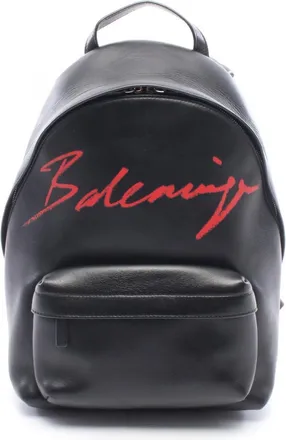 Balenciaga Black Red Color Leather Backpack (Pre-Owned)