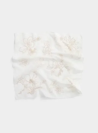 Simons Womens 100% cotton floral embroidery scarf