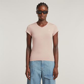 G-Star V-Shirt G-STAR Eyben, Damen, Gr. XS (34), rosa (liquid pink), Jersey, Obermaterial: 100% Baumwolle, unifarben, slim fit normal, V-Ausschnitt, Shirts V