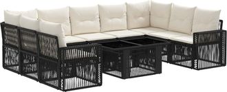 vidaXL Conjunto De Sof&aacute;s De Jard&iacute;n 10 Uds. Negro Y Blanco Crema Vidaxl
