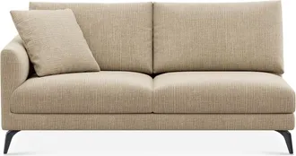 Castlery Lena Left Arm 2 Seater Sofa Customized, (Washed Chenille) Sand (Matte Black Legs), Machine Washable, Removable Covers for Sofas, Castlery