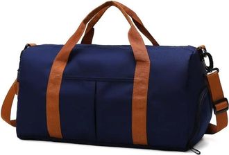 Generic Compatible For Fitness Bag Fashion Luggage Mens Casual Large Capacity Sports Handbag Travel Storage Simple Zipper(Navy blue)