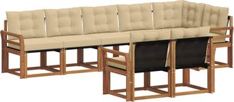 vidaXL Conjunto De Sof&aacute;s De Exterior 8 Uds. Natural Y Beige Vidaxl