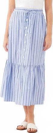 Karen Kane Striped Tiered Midi Skirt In Blue