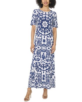 Vince Camuto 3/4 Sleeve Crewneck Maxi Dress
