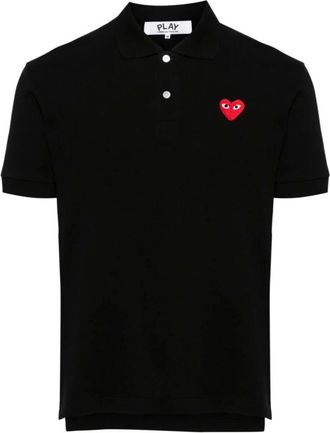 Comme Des Gar&ccedil;ons Polo Shirts, male, Black, Size: 2XL Signature Heart Patch Polo