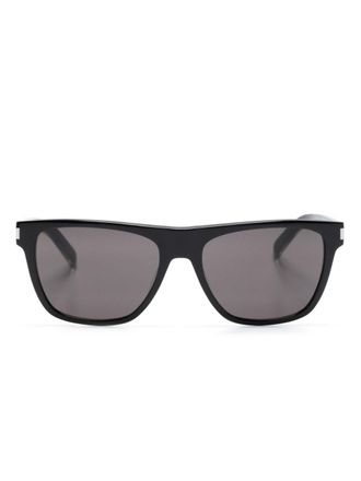 Saint Laurent Eyewear Occhiali da sole squadrati con logo inciso - Nero