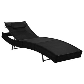 vidaXL Tumbona Con Coj&iacute;n Rat&aacute;n Sint&eacute;tico Negro Vidaxl