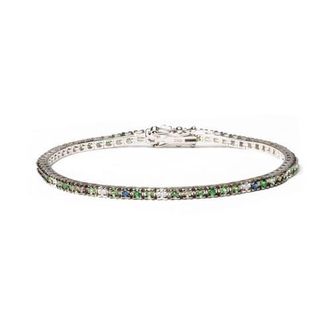 House of Brilliance 18K Gold 3/8 Ct Diamond with Sapphire & Tsavorite Bracelet in White at Nordstrom