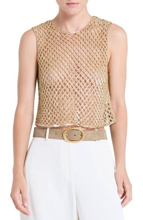 TWP Sequined Open Stitch Muscle Tee in Olive Grey at Nordstrom, Size Medium