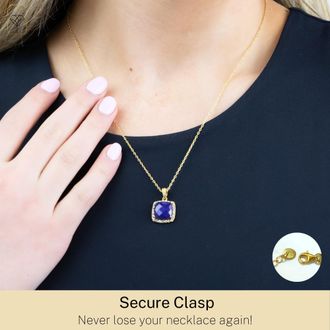 MAX + STONE 18k Gold Over Sterling Silver 5 Ct. 10x10mm Cushion Cut Gemstone Necklace