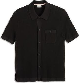 Scotch & Soda Short Sleeve Knit Button-Up Shirt in Black Grey at Nordstrom Rack, Size X-Large