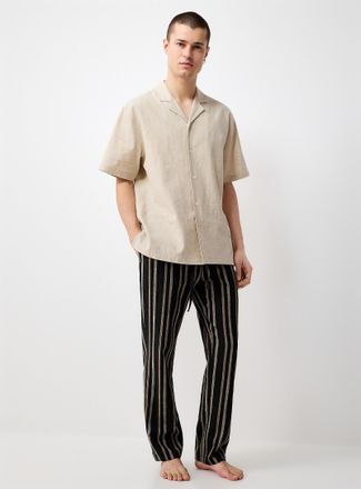 Le 31 Mens Striped lightweight linen pyjama pant